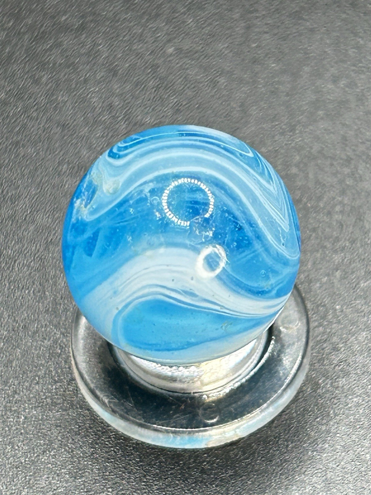Vintage Christensen Road & Tunnel Marble CAC Aqua Blue Swirl Marble 0.709”