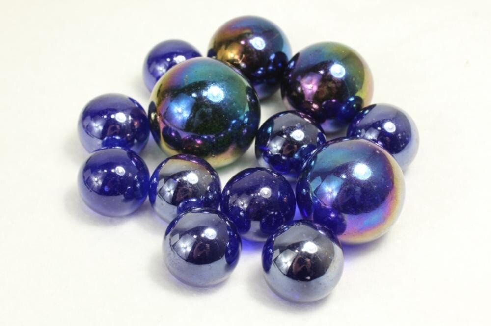 100+ Glass Marbles MILKY WAY Oil Slick Metallic Iridescent Estate Find Colorful