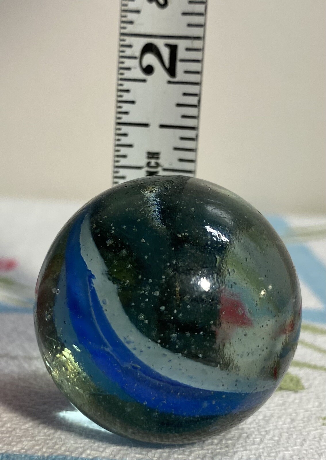 Shooter Glass Marbles (2) Blue Swirl. and Pink and White Swirl