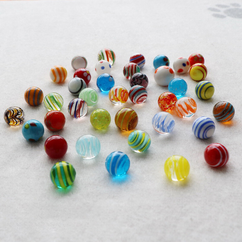Traditional Classic Retro Glass Marbles In a Tin 40-72pcs Game Assorted Colour