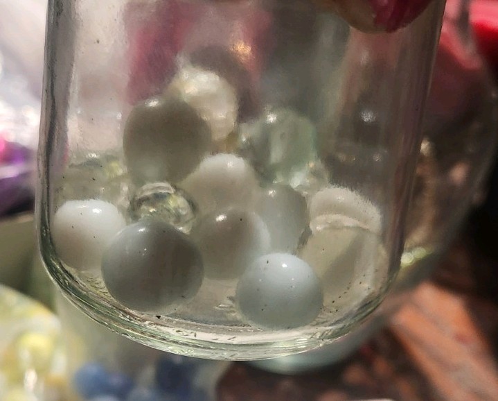 White Clear Mixed Machine Made Glass Toy Marbles Lot for Ages 8 & Up