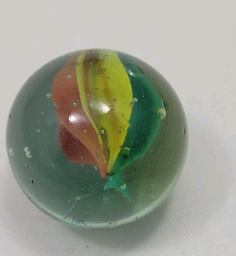 Vintage 6 Vein Cat Eye Shooter Tricolor Marble Approx 1″