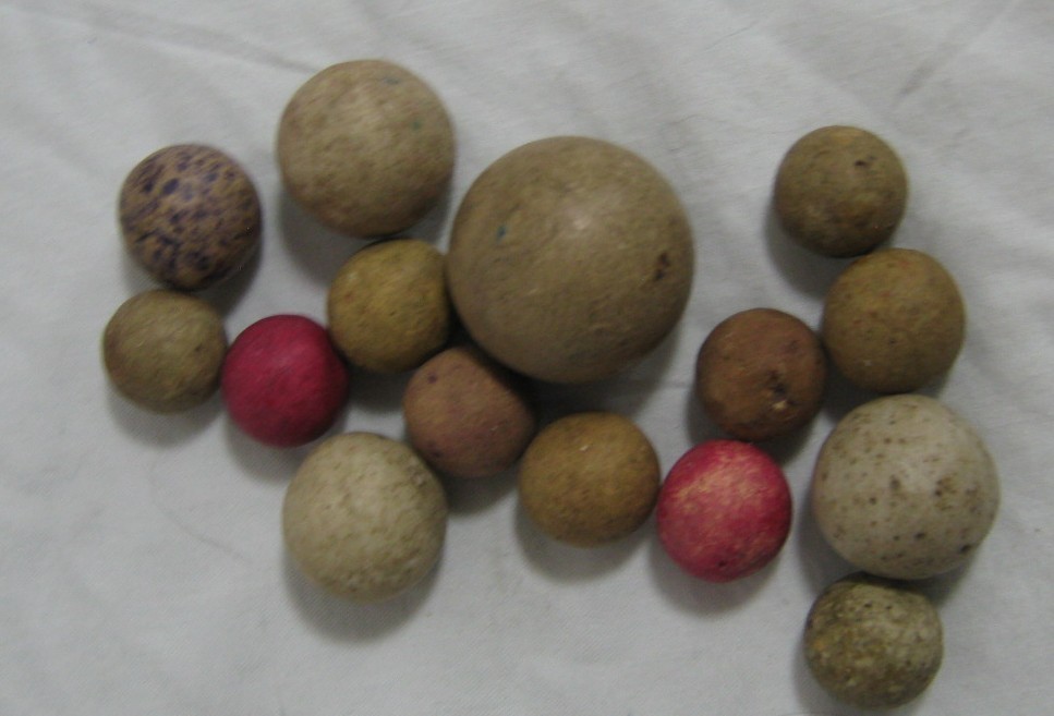 Lot Of 15 Antique Clay Marbles. Various Sizes