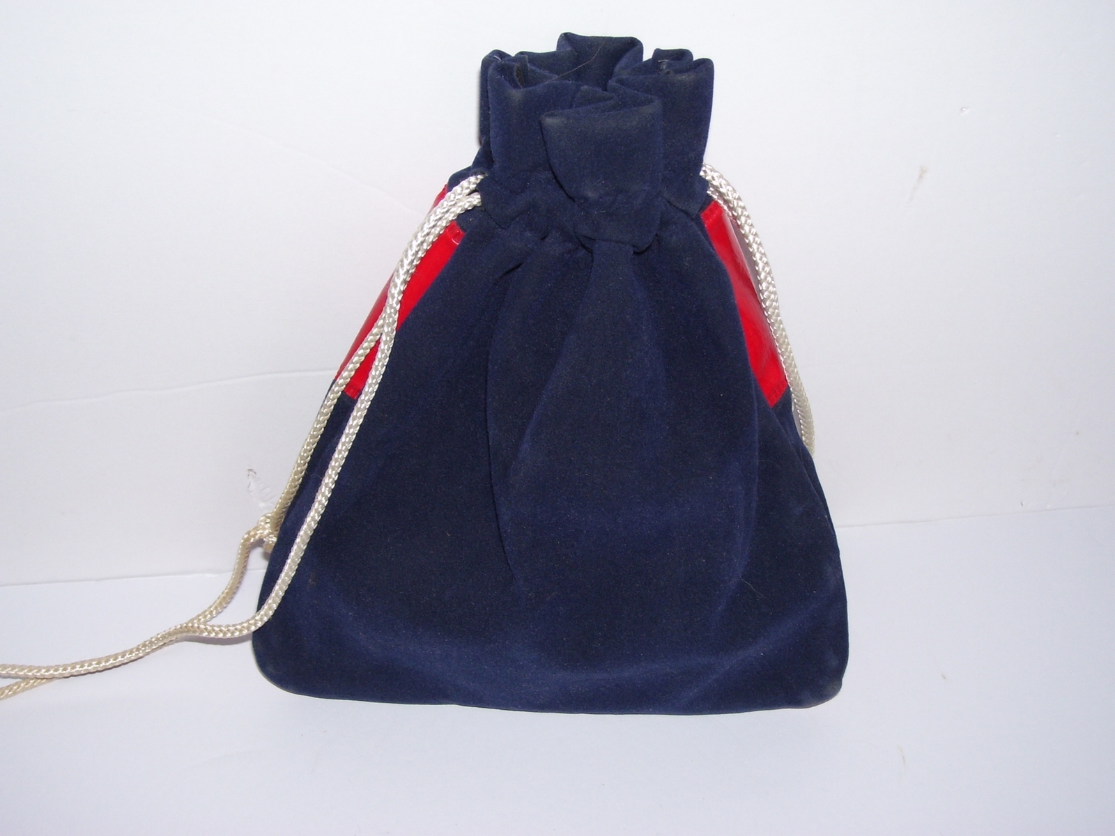 Vintage Red White Blue Toy Marbles Bag