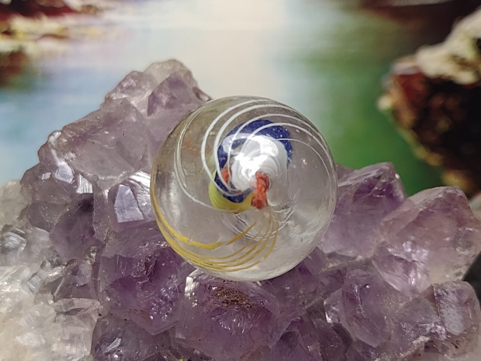 RARE ✨Red – Double Ribbon Core Swirl Glass Handmade .63″ VINTAGE German Marbles