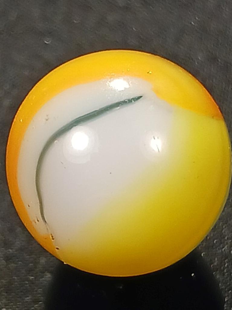 Vitro Agate .55″ Robin Egg Blue Orange Yellow Tiger Eye NM Serious Marble A160