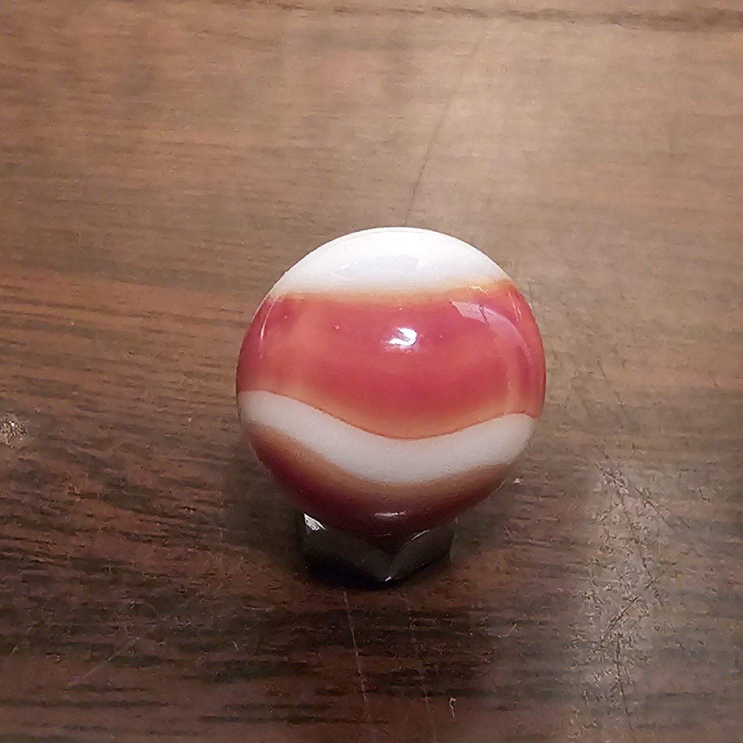 Vintage Marble King Rainbo Red Orange .61 Agate Glass Marble