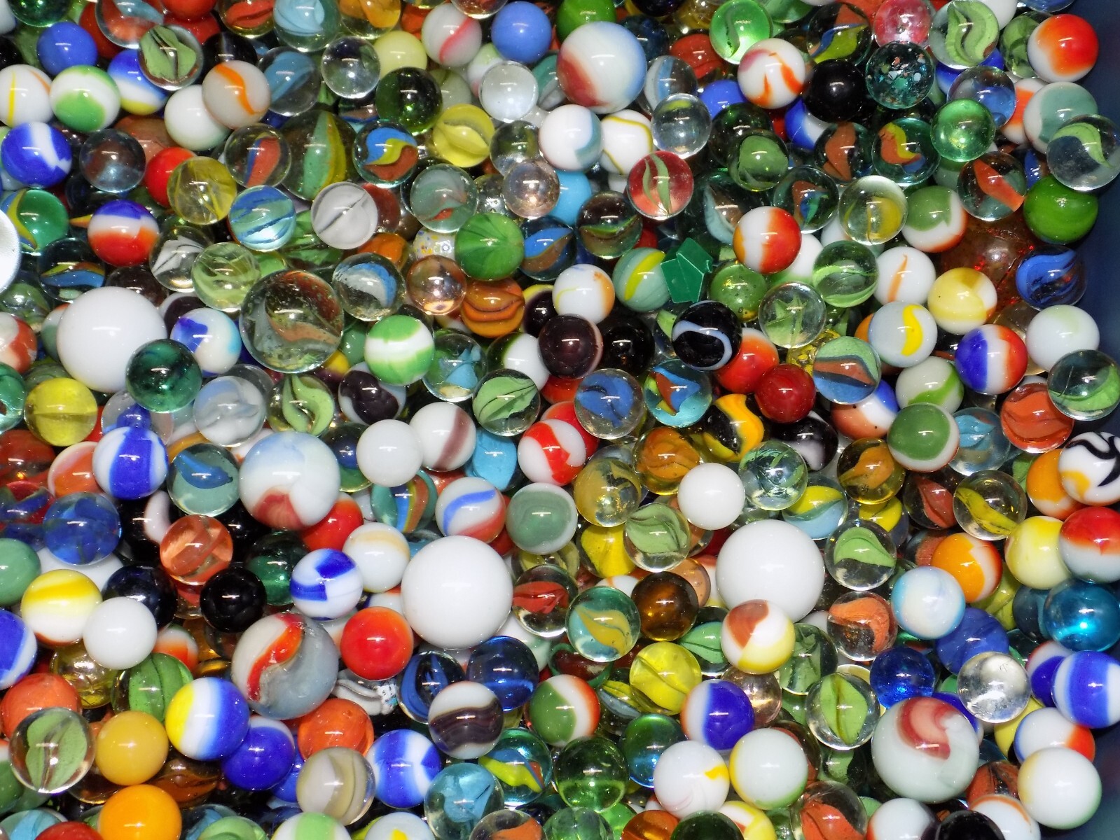 Mixed Lot 55 Assorted Old Vintage To Modern Colorful Glass Marbles {WASHED}