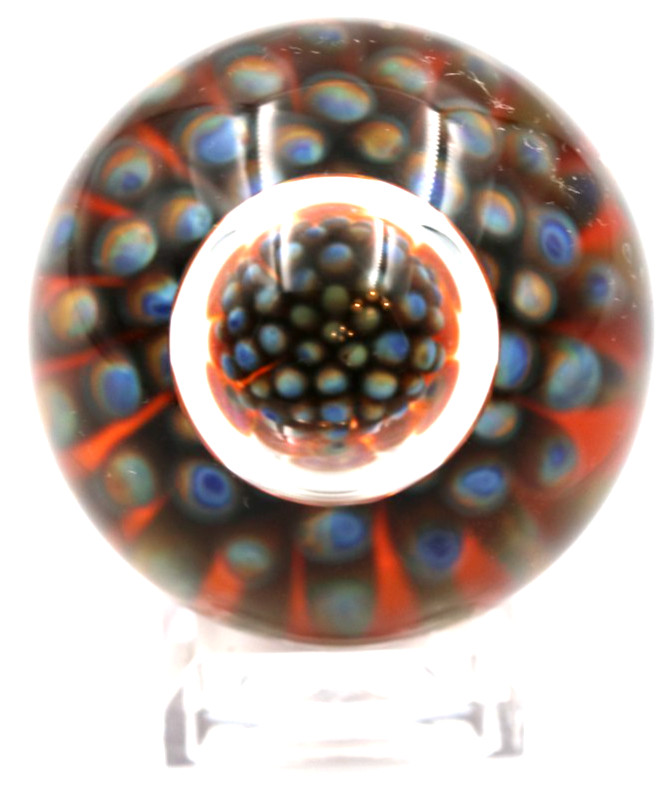 AWESOME Air Trap RAJ KOMMENINI Colorful ANEMONE Art Glass MARBLE 2007