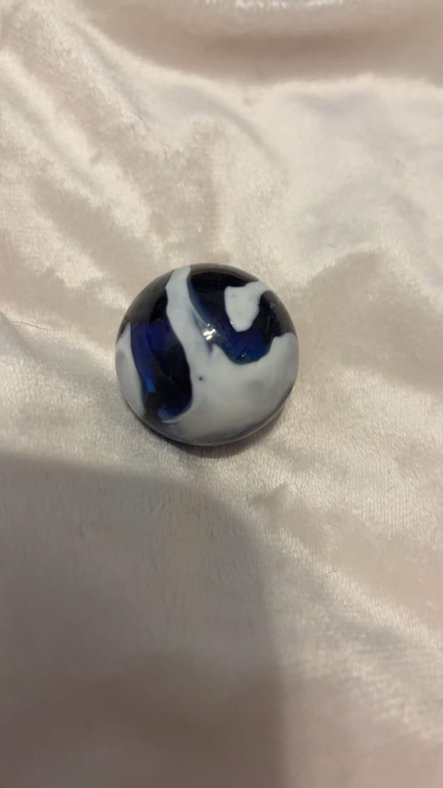 Vintage Dark Blue with White Swirl Glass Marble 1 Inch