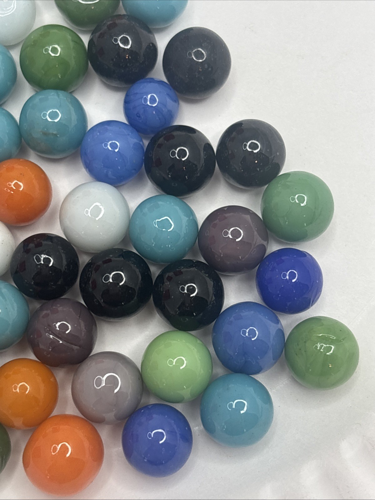 Vintage Bright Color Glass Marbles Lot of 50 Peewee Size
