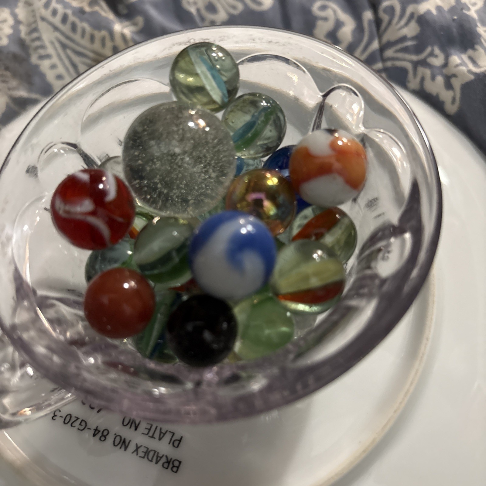 Vintage Marbles In Vintage Purple Glass 30 + Marbles + Shooter