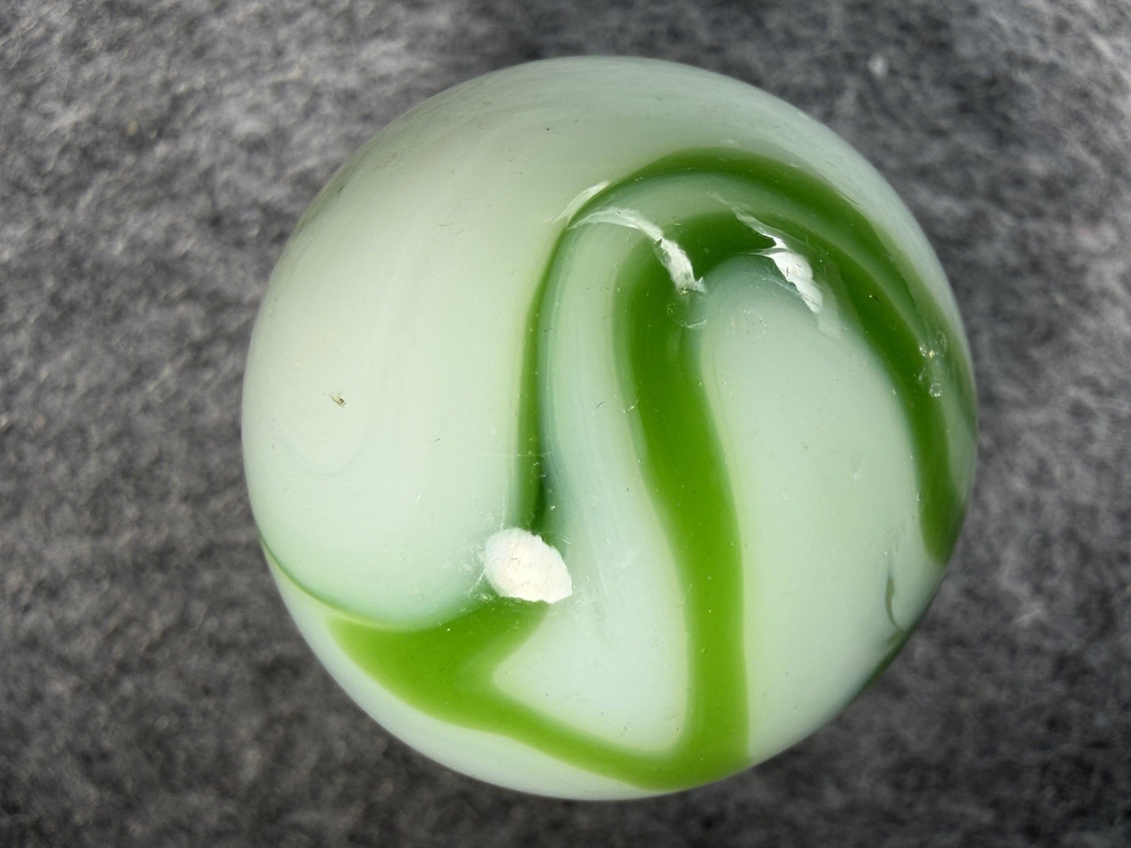 Vintage Marbles:St Mary’s Alley Agate Green Swirl Bolder. NM+.985