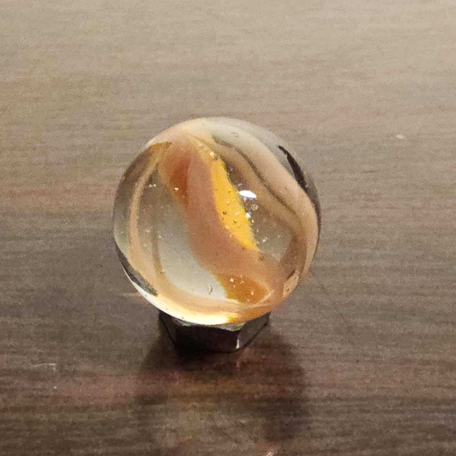 Vintage Vacor Orange Sherbert Spaghetti Ribbon .593″ Glass Marble