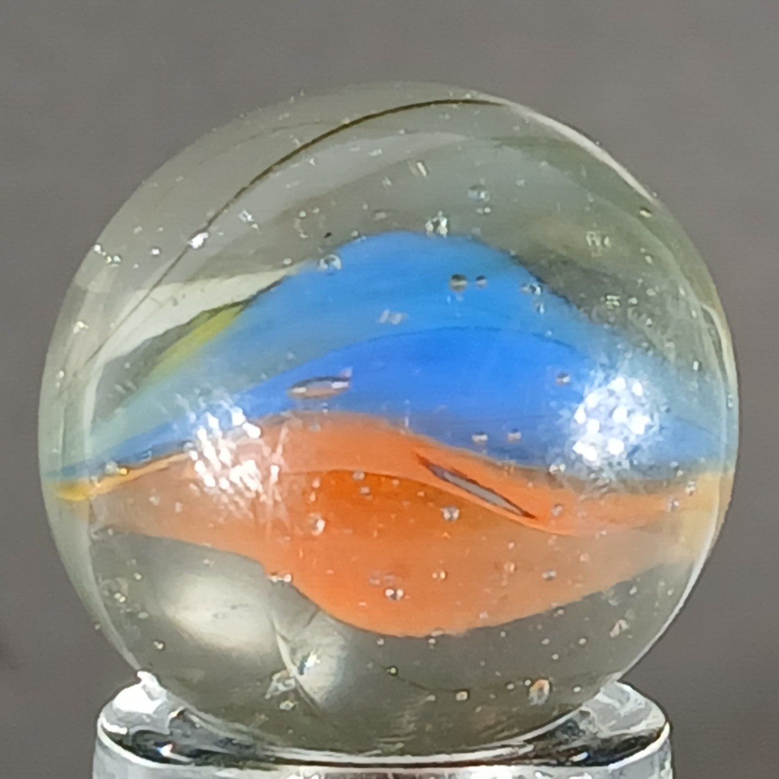 Vintage Tri-Color Hybrid Cat’s Eye Marble .59 Inches Near-Mint Condition