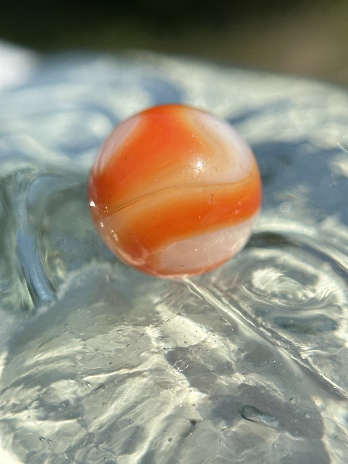 Vtg Alley Agate Sisterville HTF Orange Crush Swirl Lawrence Alley Co .58” Marble