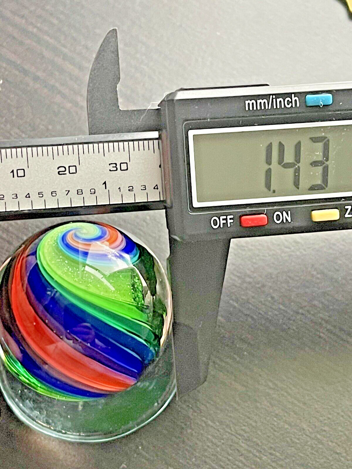 EDDIE SEESE MARBLE ART HANDMADE GLASS GREEN DICHROIC DOUBLE TWIST 1.43” FES 16