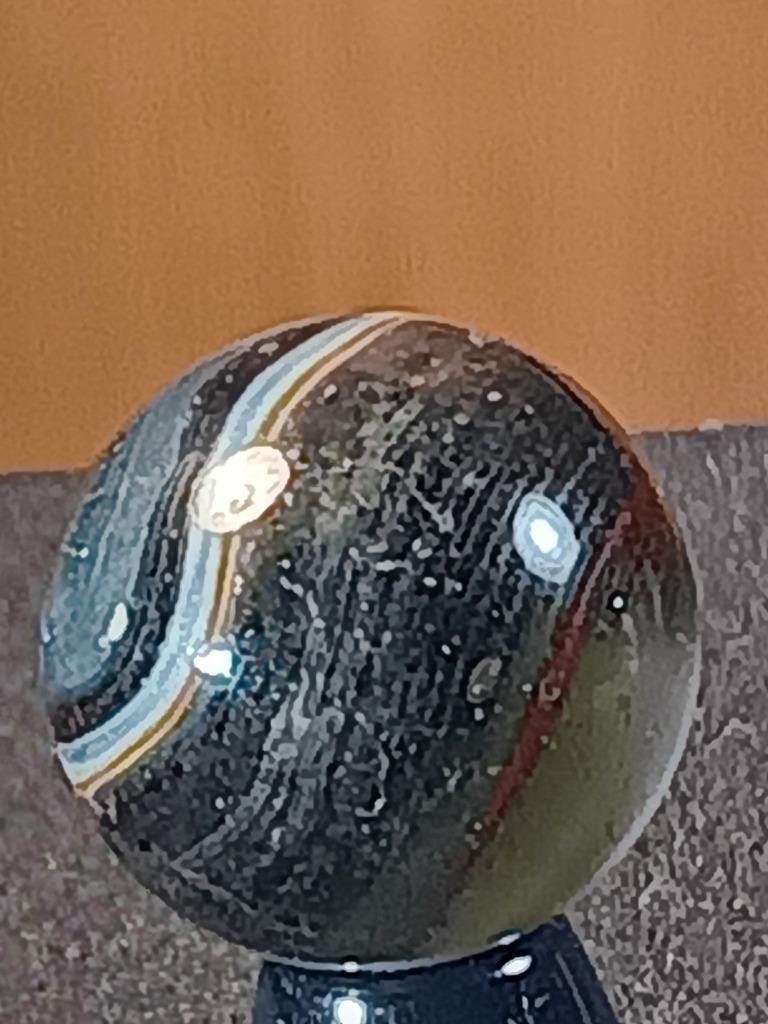 5/8″ Peltier Ferrari Red Pearl & Smokey White on Clear NM Serious Marble B257