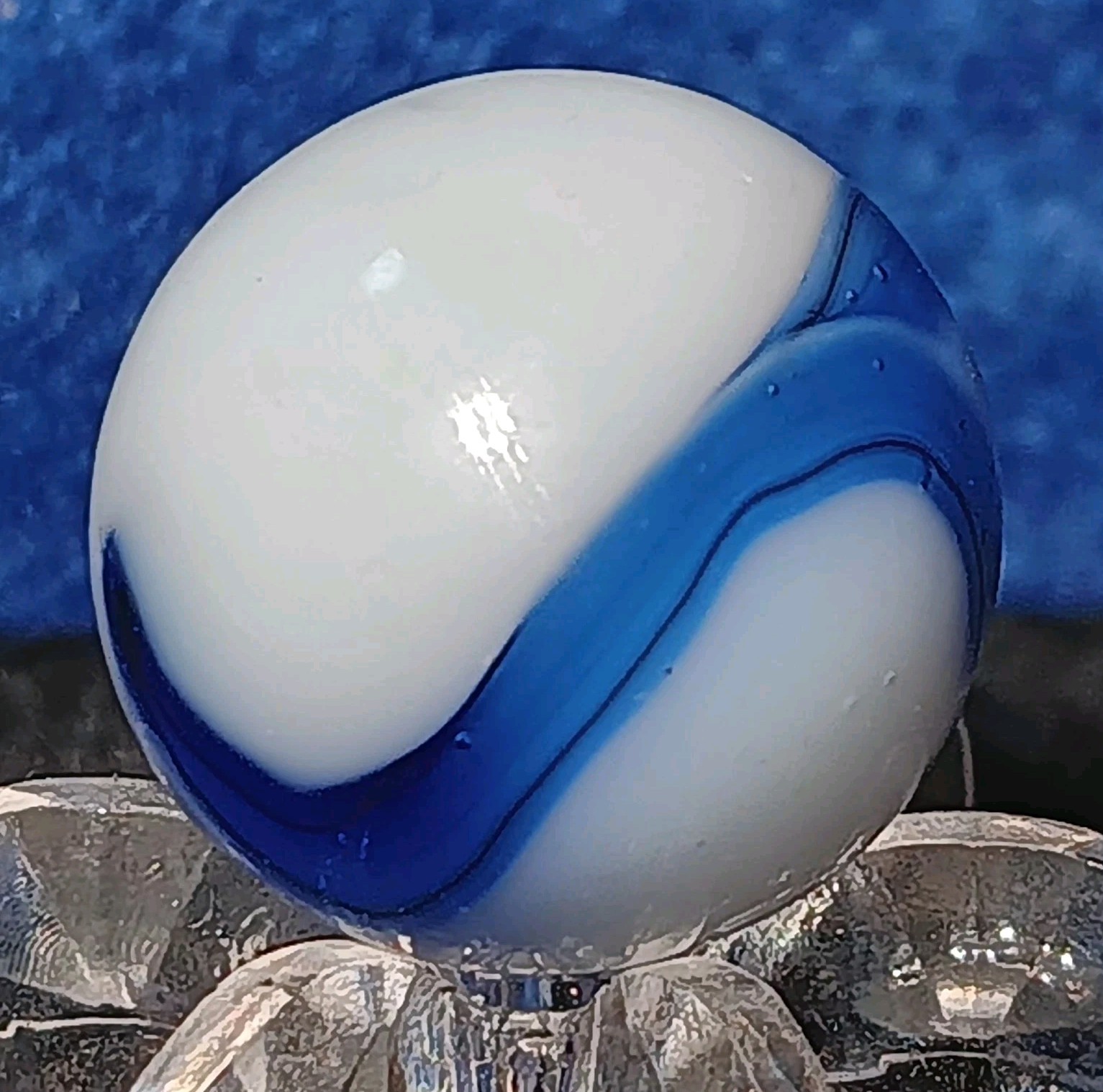 Vintage Alley Agate Swirl Marble. .58″ Mint Condition. Unique Example. W Ox Hair