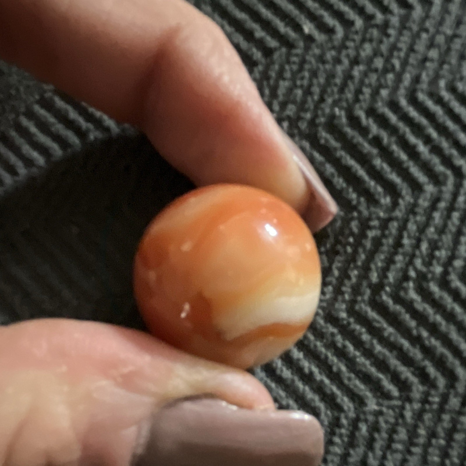 Orange & White Swirl Glass Toy Marble, Machine Made, Age 17 Years & Up