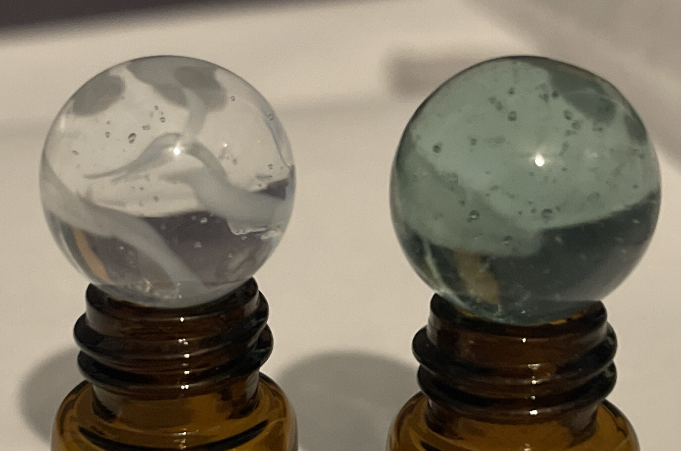 Nice Lot Of Vintage Blue Green White Clear Marbles #13
