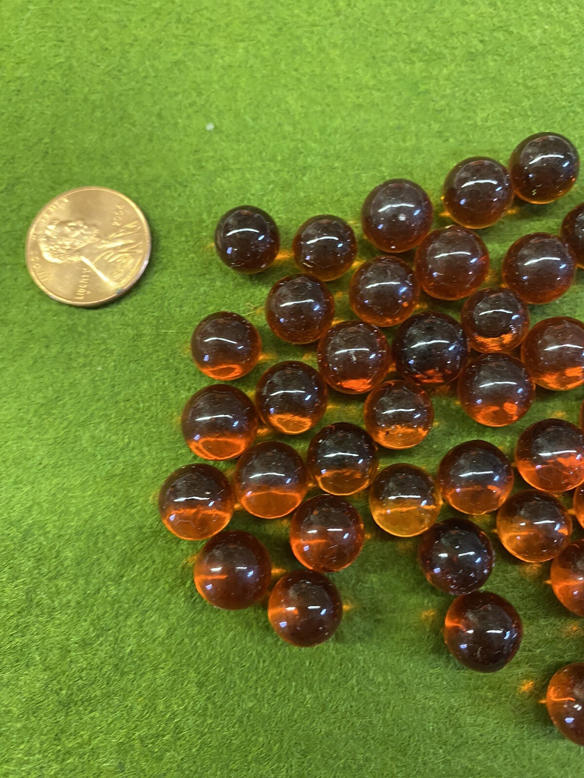 Vintage Small Amber Glass West Virginia Marbles – Approximately 9mm