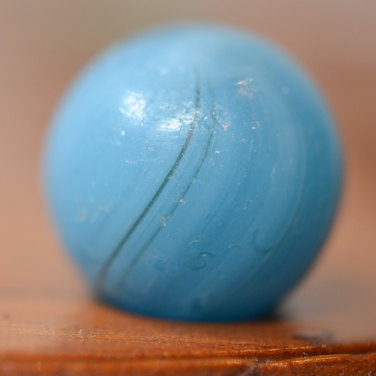 Handmade Aqua Base, Banded Opaque Marble, 5/8 in, Good+, Germany 1860-1920 S1505
