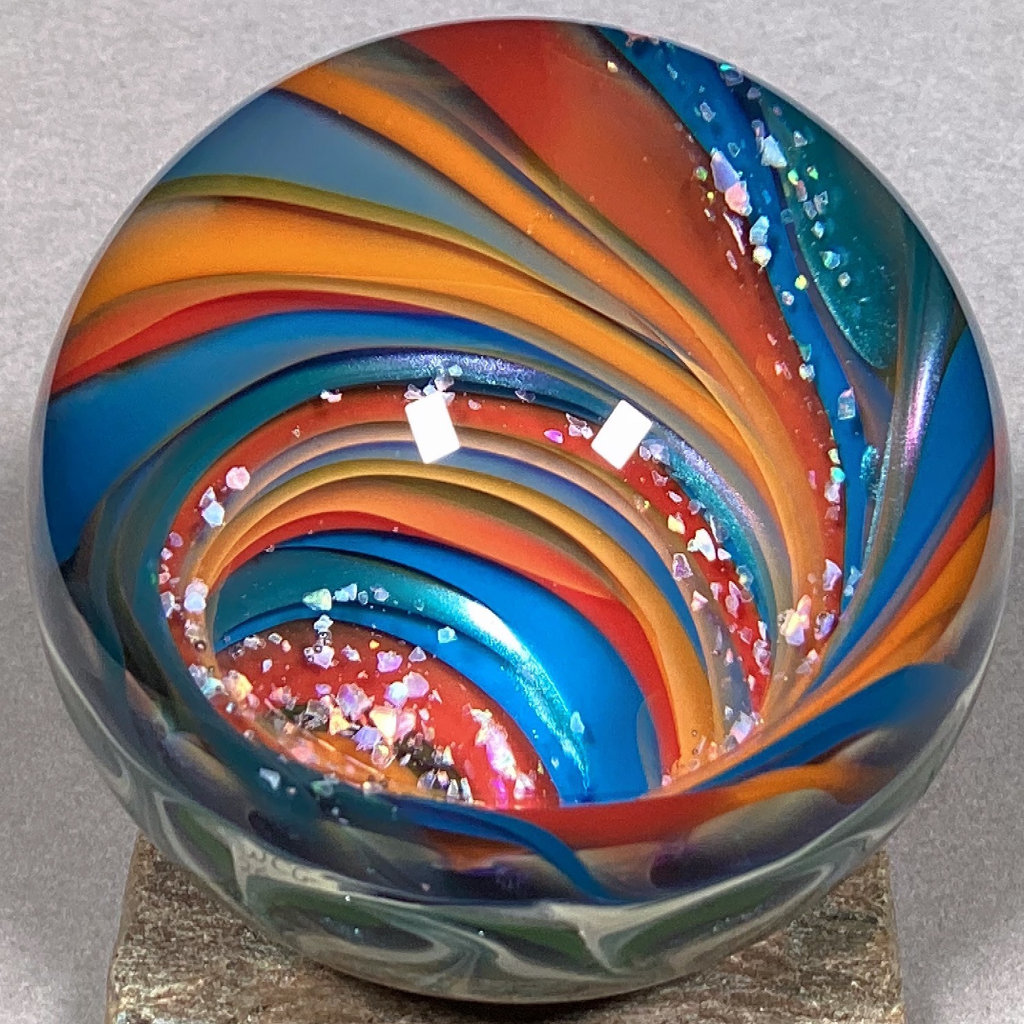Vortex Marble Handmade by Bill Grout 2.17″ Dormant Spring 020826 Boro Glass