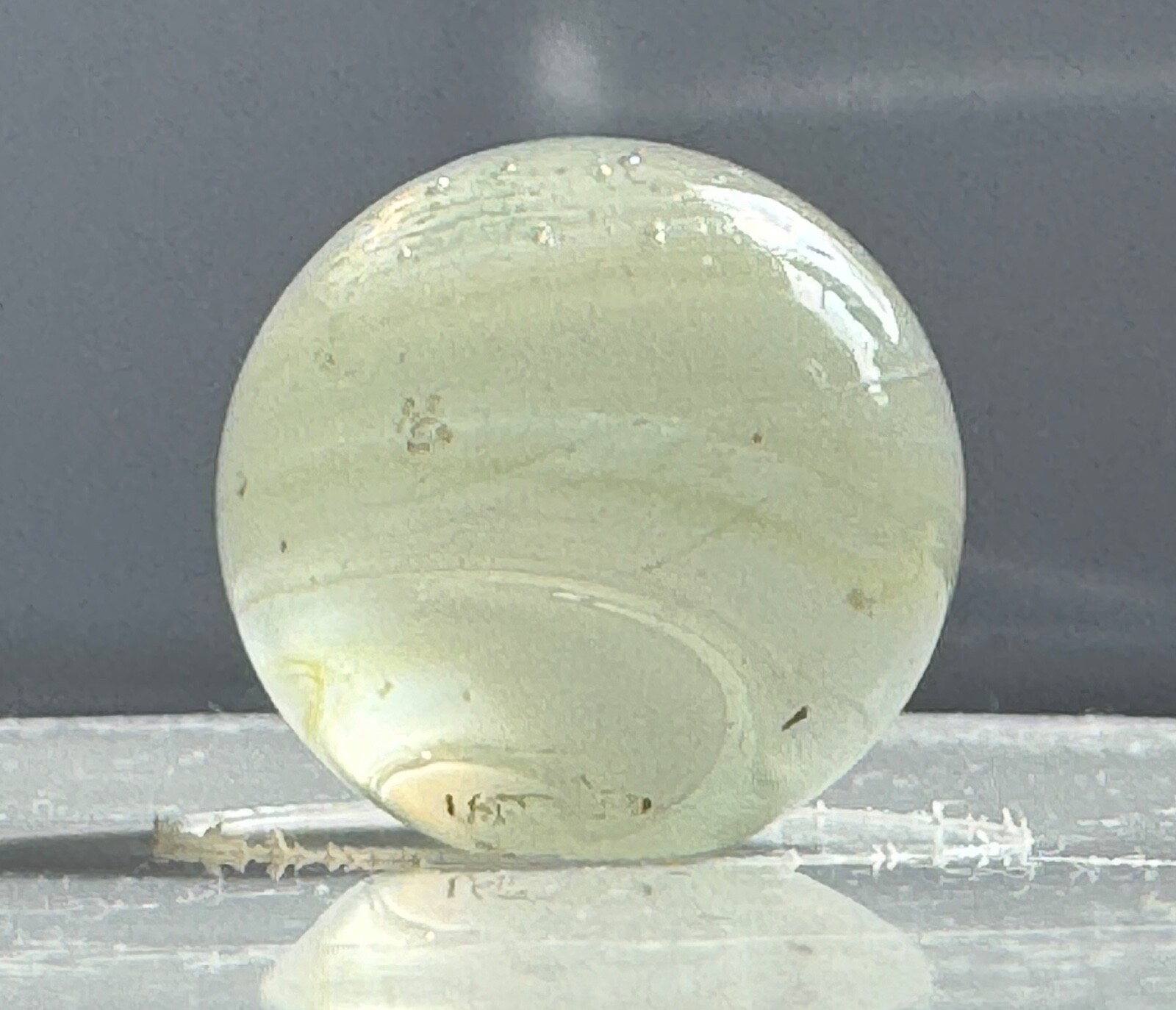 Egg Yolk & White Single Faceted Pontil Transitional Marble 21.5mm (27/32”)