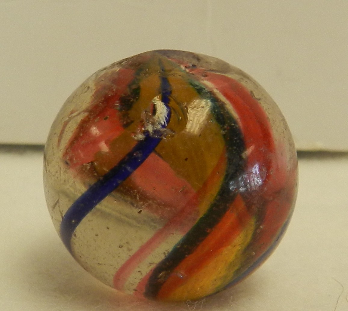 #20442m .96 Inches Vintage German Handmade Single Ribbon Swirl Shooter Marble