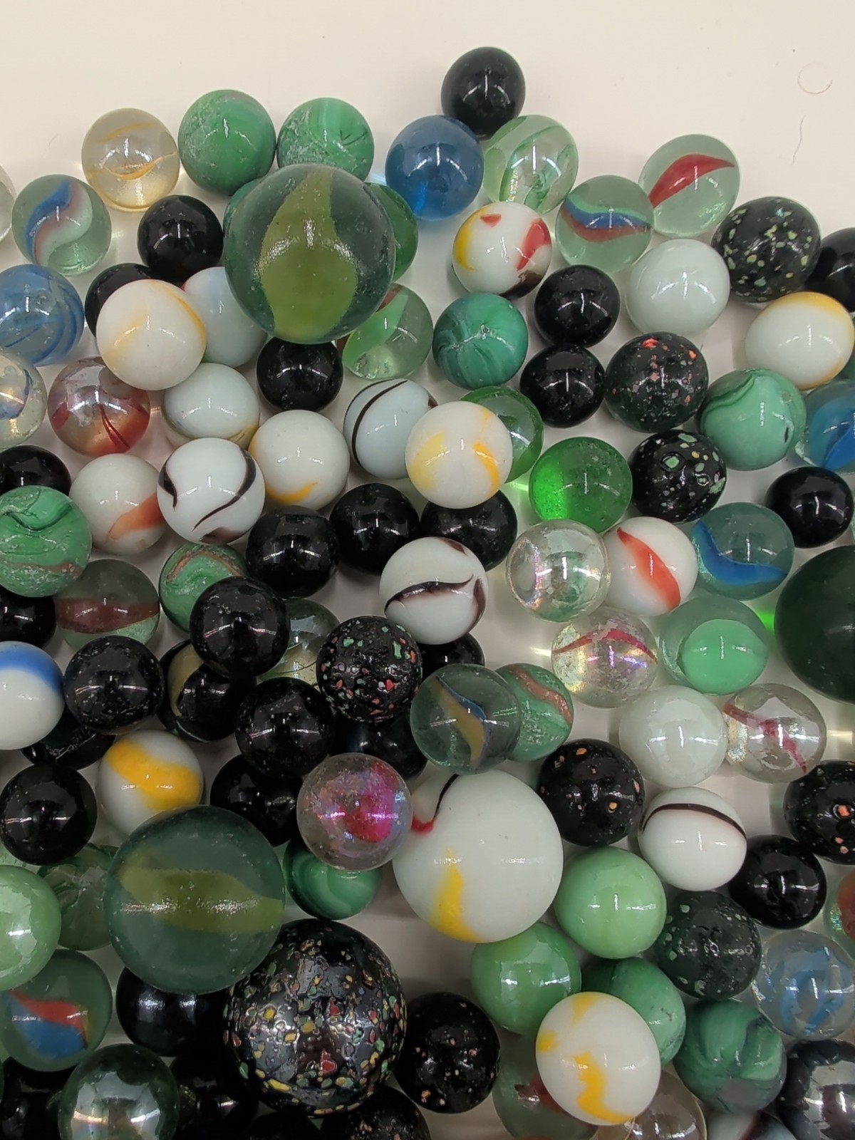 Vintage Marbles Estate Glass Multicolor Cats Eye Speckled Shooters 6lb 4.9Oz Lot