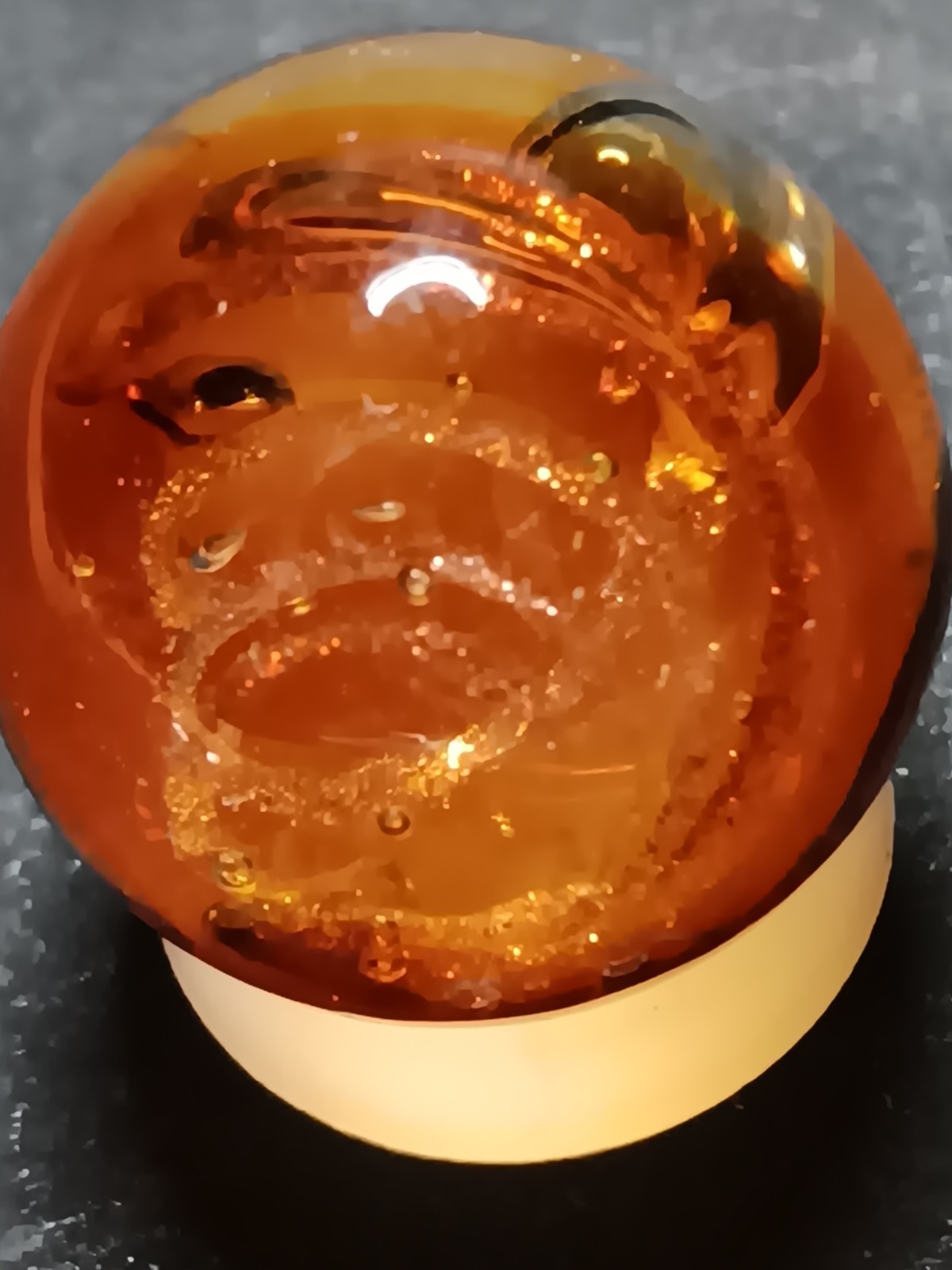 Contemporary Handmade Amber And Gold marble Swirl . .82 Inches. Absolute Beauty