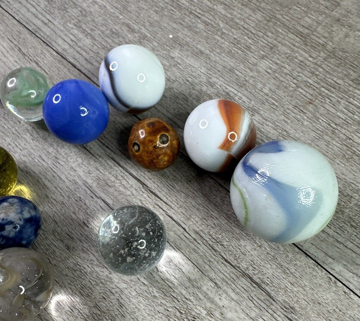 Vintage Marbles Lot Of 10 Various Colors Sizes