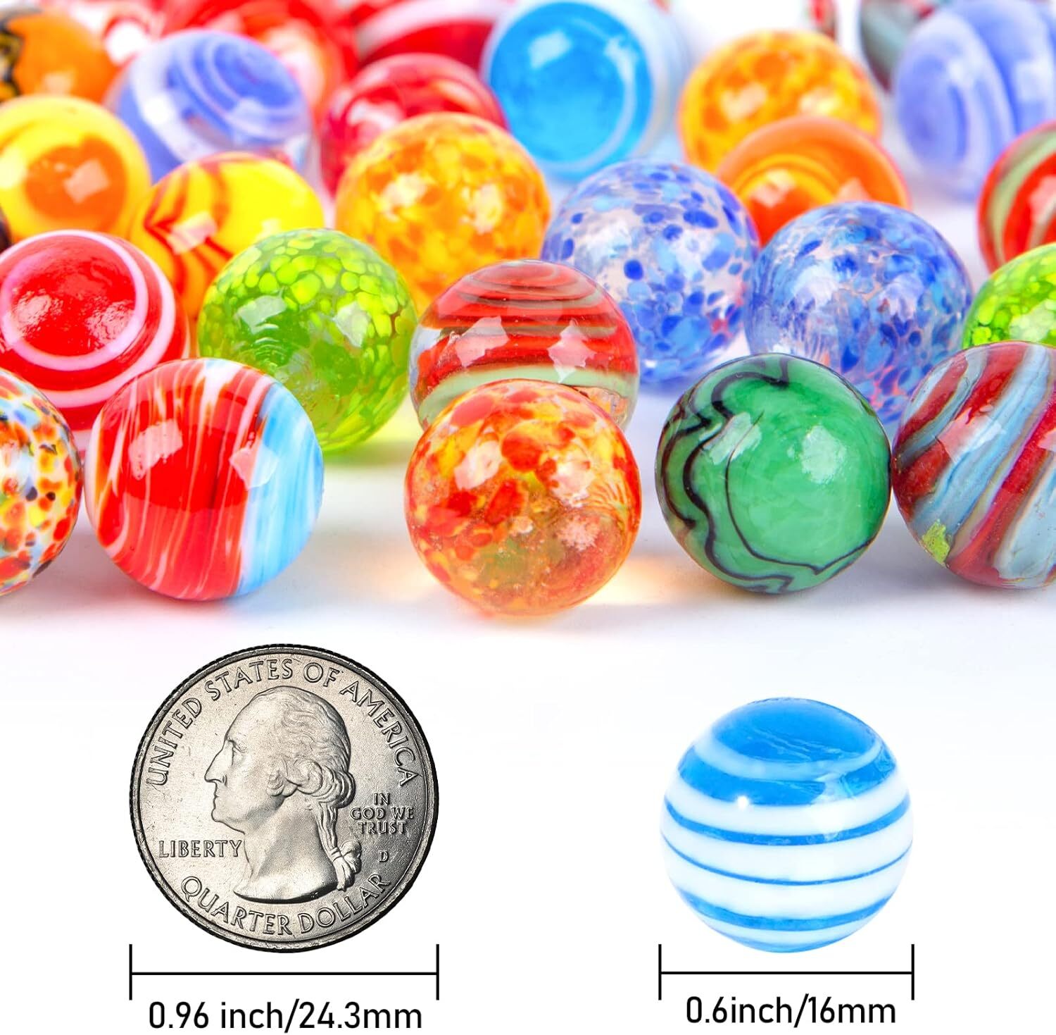 Sallyfashion 32PCS Glass Marbles Bulk, 16Mm/0.6Inch Handmade Glass Marbles Color