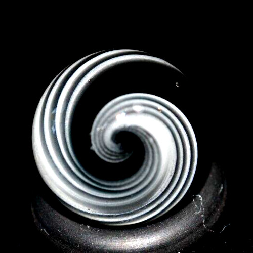 BRYAN TRILLAS GLASS MARBLE/.558″-BLACK & WHITE ZEBRA STUNNER-WORLDWIDE SHIPPING
