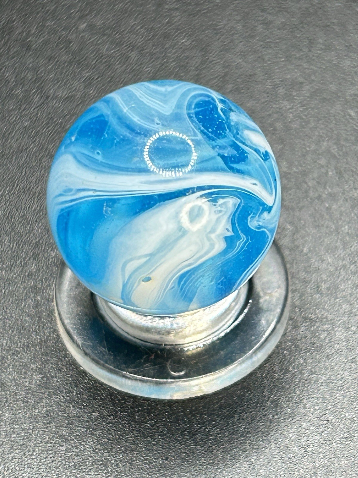 Vintage Christensen Road & Tunnel Marble CAC Aqua Blue Swirl Marble 0.709”