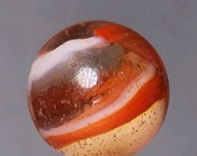 PELTIER GLASS CO. ‘Sunset Rainbo’ .63″ Vintage Marble NM+