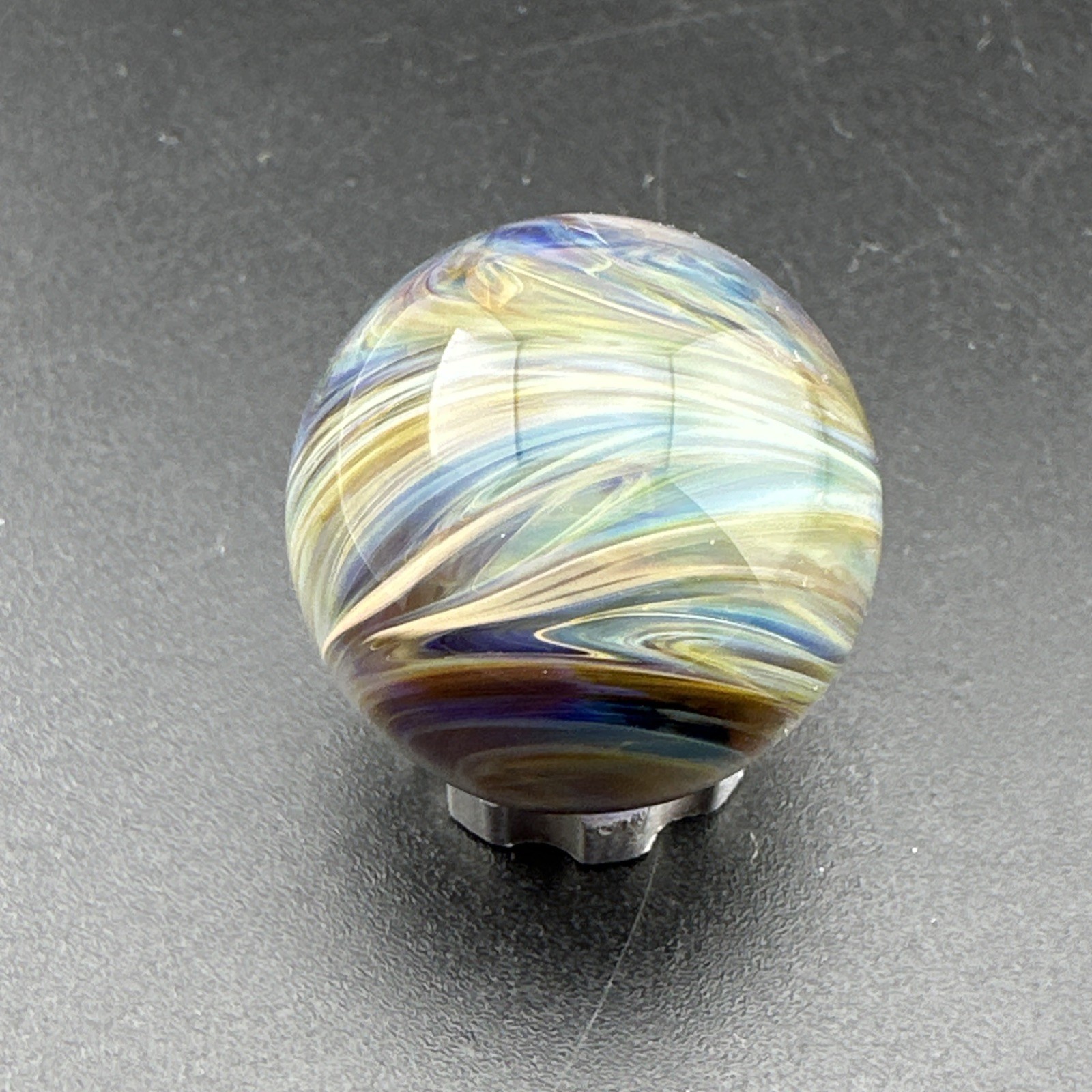 Contemporary Handmade Art Glass Marble .92″ Dense Swirl Layer Multicolor MIB