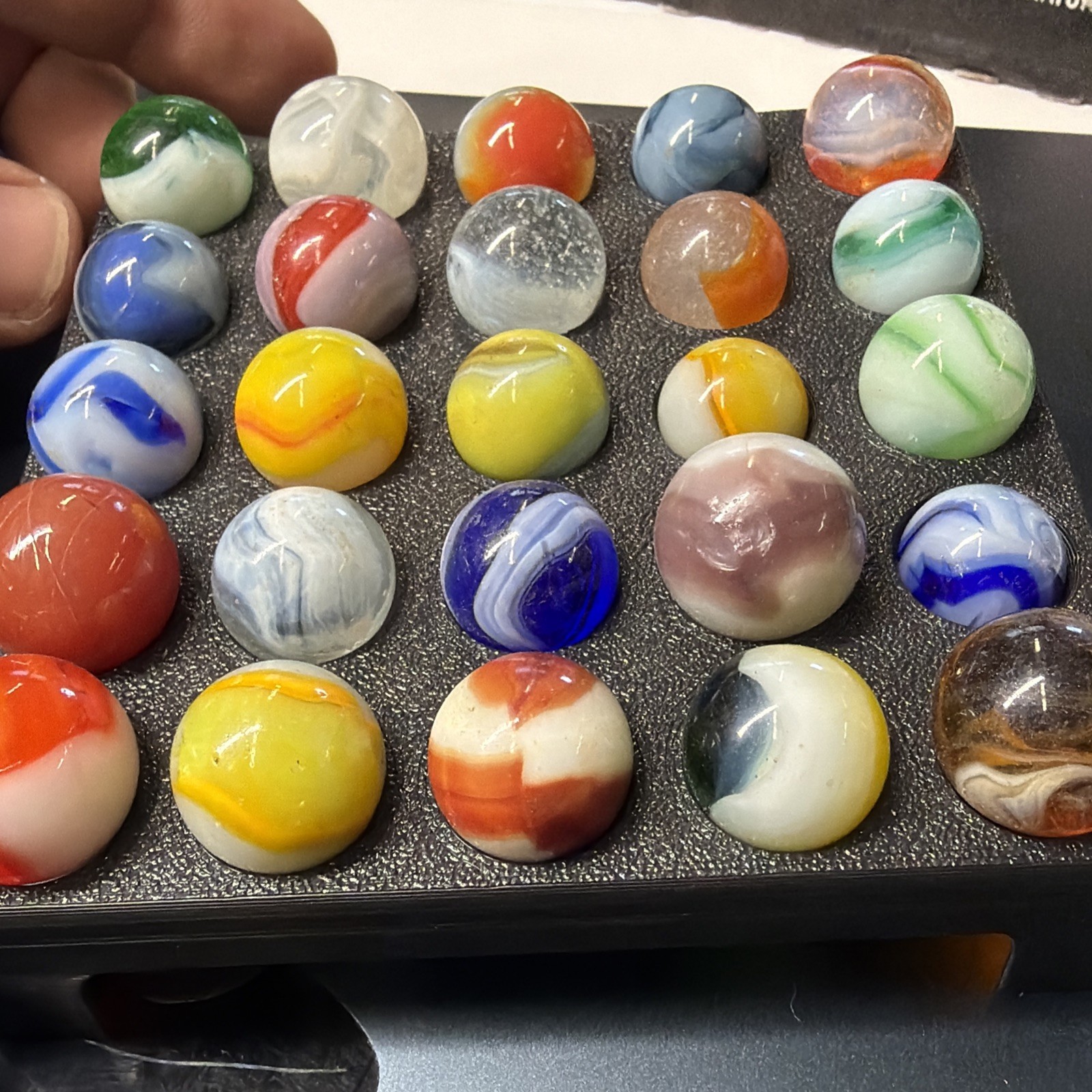 Vintage Glass Marbles Christensen Agate Vitro Akro Patch, King Tri (70 Marbles)