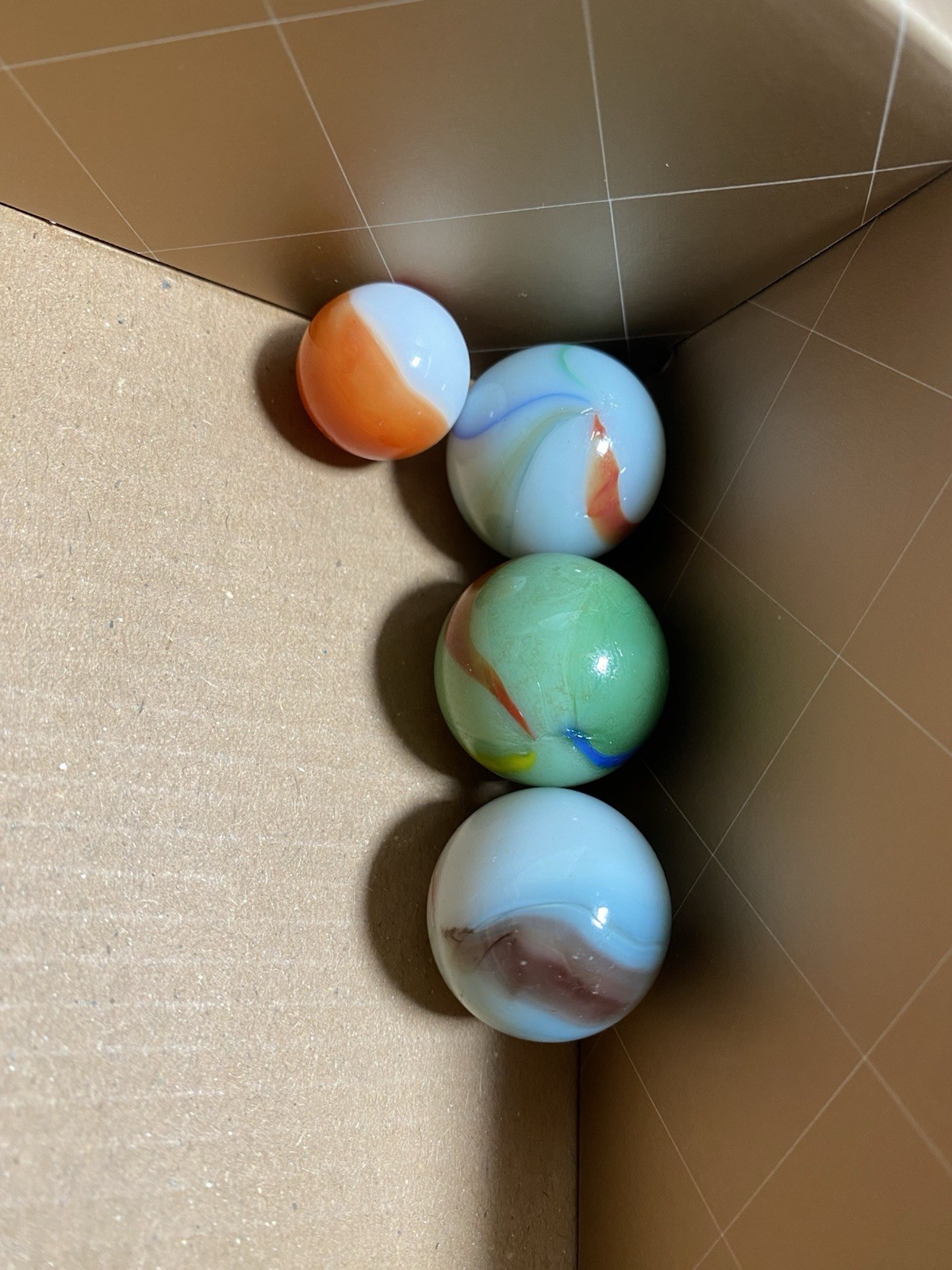 Lot of 4 Vintage Player Marble Mix Variety Unique Collection 25mm & 18mm