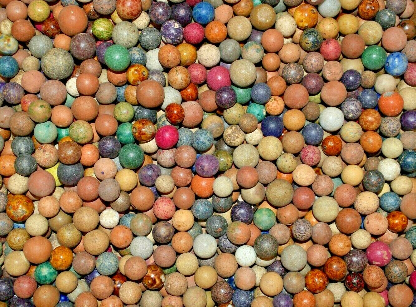 Antique 1800s Civil War era Clay Marbles Lot of 10 Size .500=1/2″ + or – Mint!