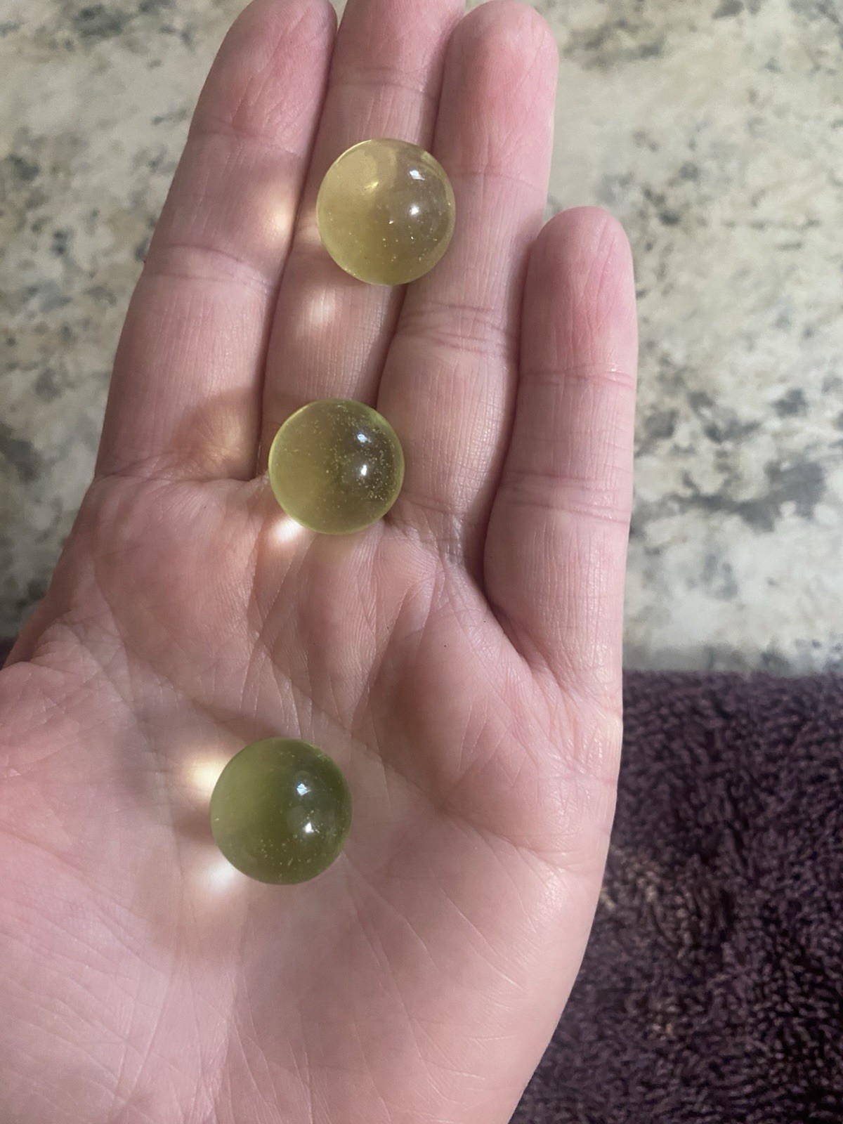 Uranium Glass Set Of 3 Marbles/vaseline Glass/vintage Uranium Marbles￼