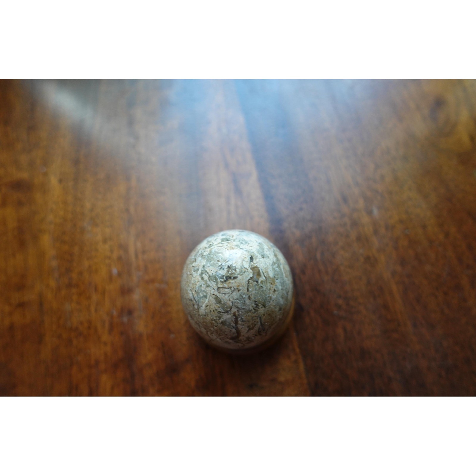 Vintage Polished Marble Egg with Stand: Brown Speckled Decor