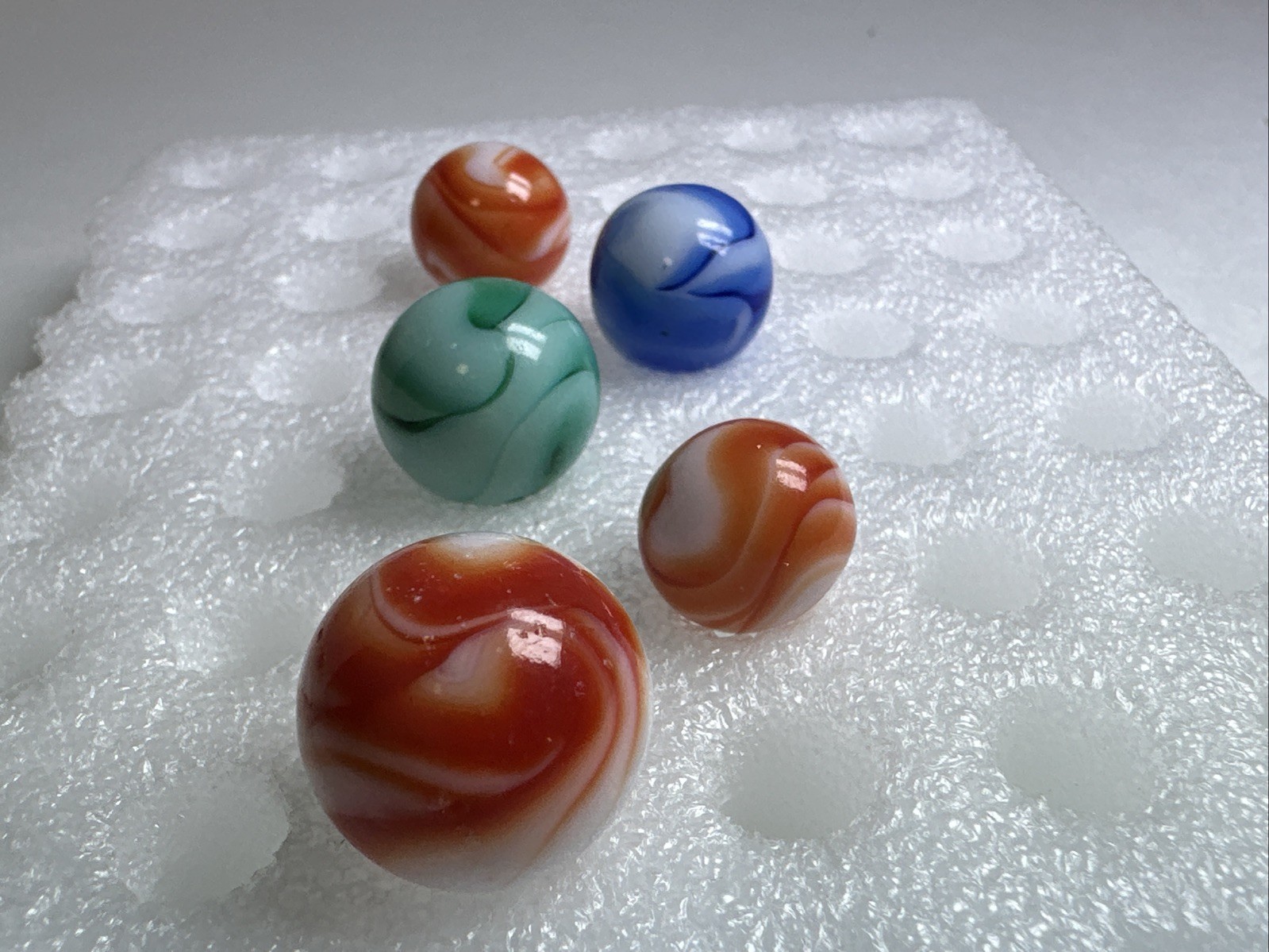 350 Lot Of 6 Vintage Alley Agate Swirl Marbles! .535-.735”