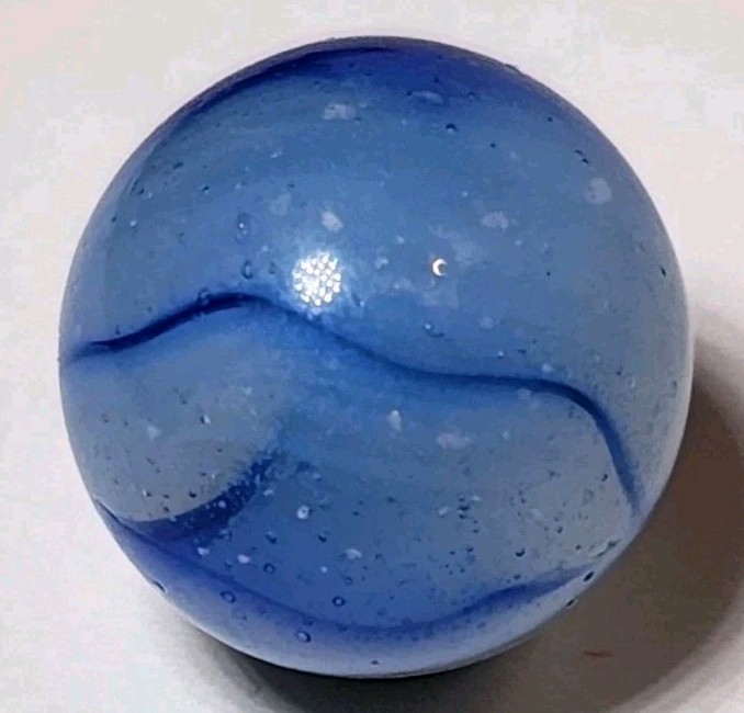 PELTIER GLASS CO. “INKY” ‘Rainbo’ .61″ Vintage Marble
