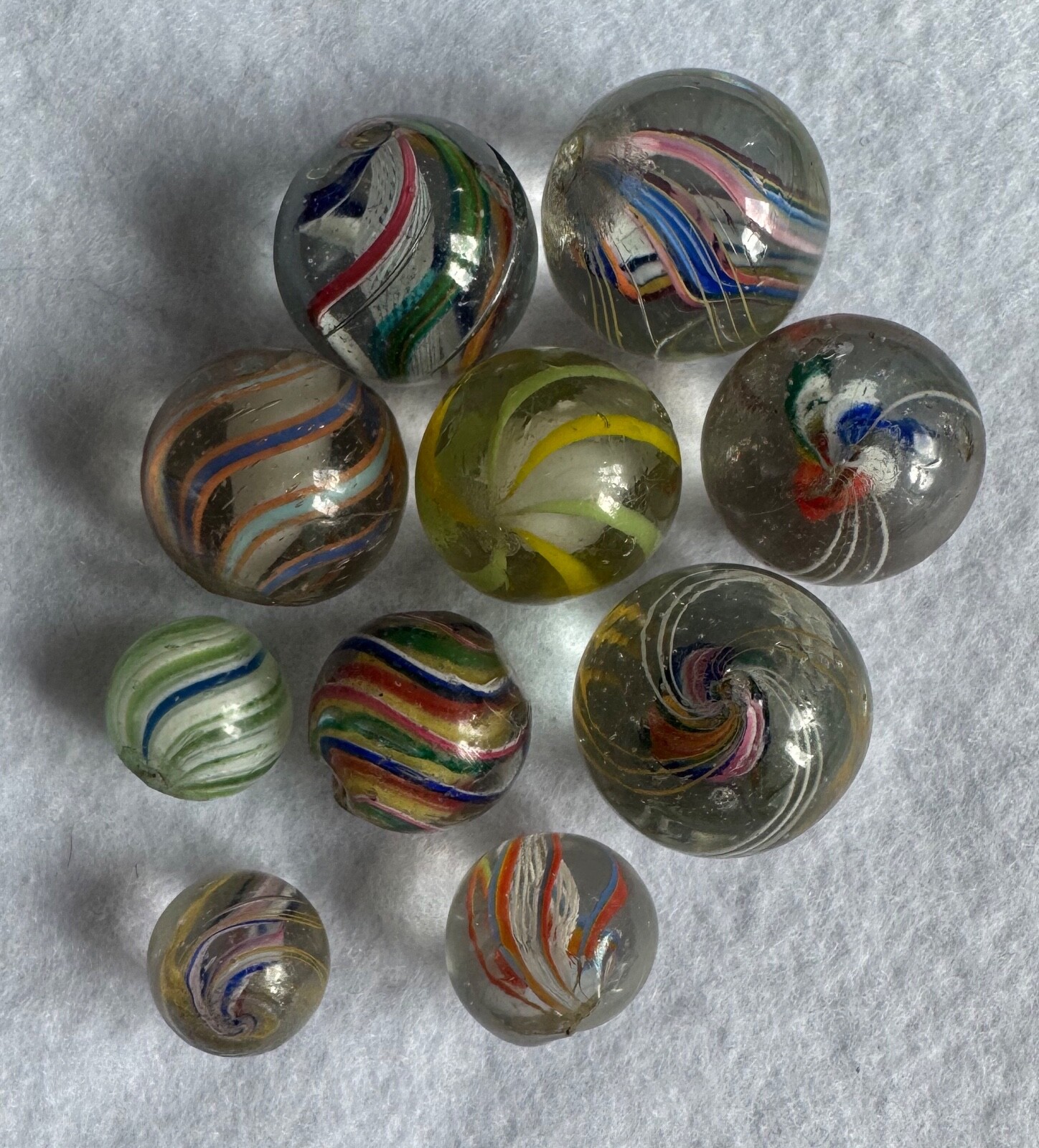 Superb Group Of 10 Marbles 12mm (15/32”) to 18.5mm (23/32”)
