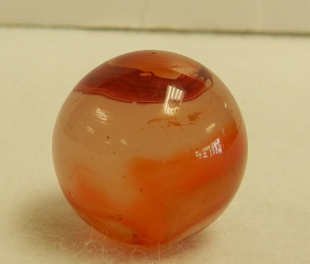 20652m Large .75 Vintage Akro Agate Carnelian Oxblood Corkscrew Shooter Marble
