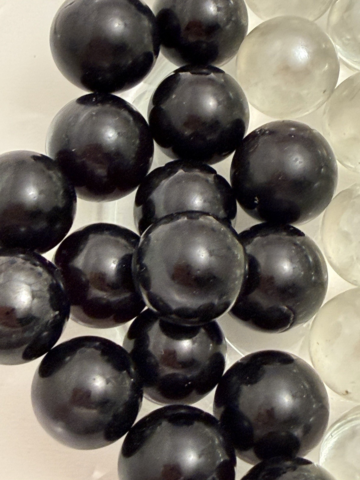 Vintage Lot (28)Clear Glass Marbles & (18)Black Glass Marbles Approx 1cm 6.4oz