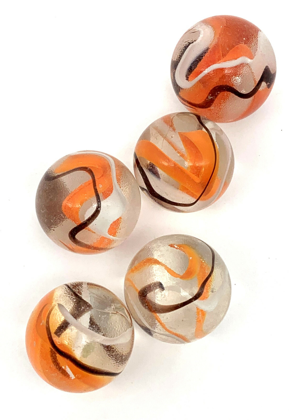 25mm Halloween Glass Shooter Mega Marbles Pk 5 Clear Orange Black White 2002-04