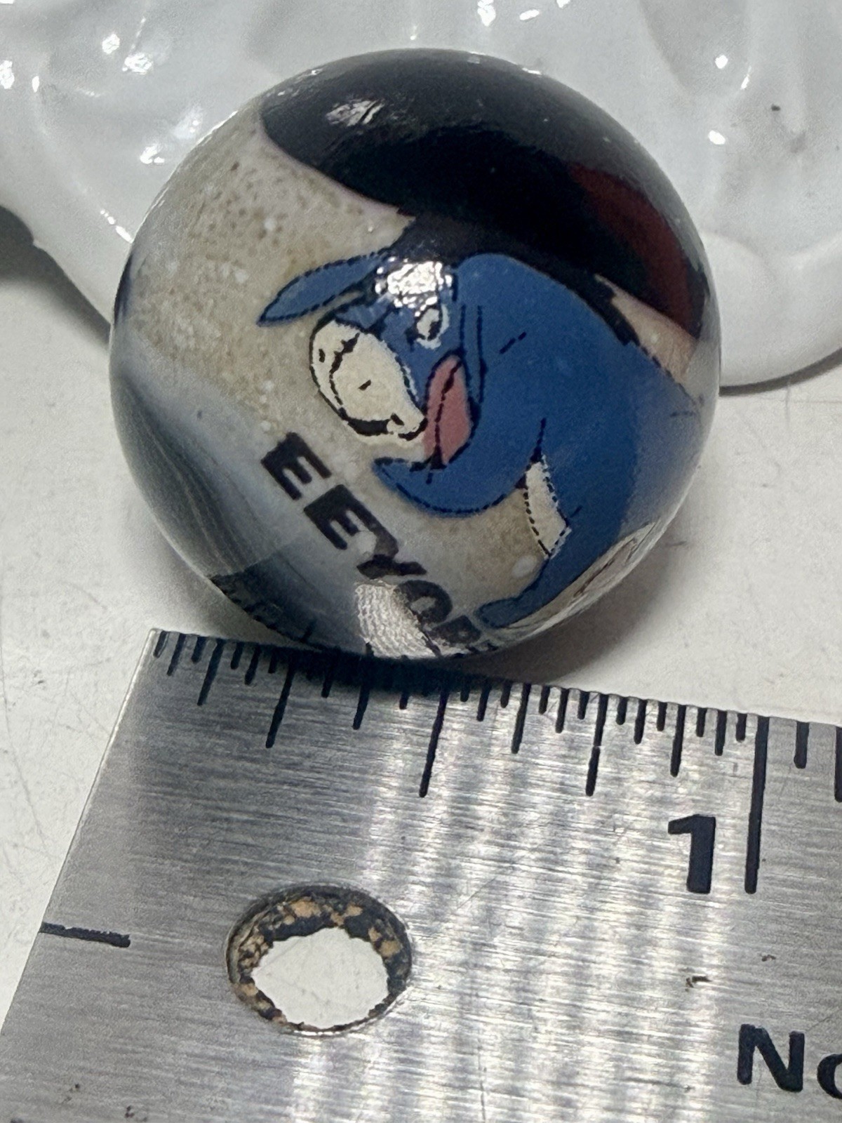 Eeyore Disney Glass Marble Handmade Toy / Unique Swirl Design